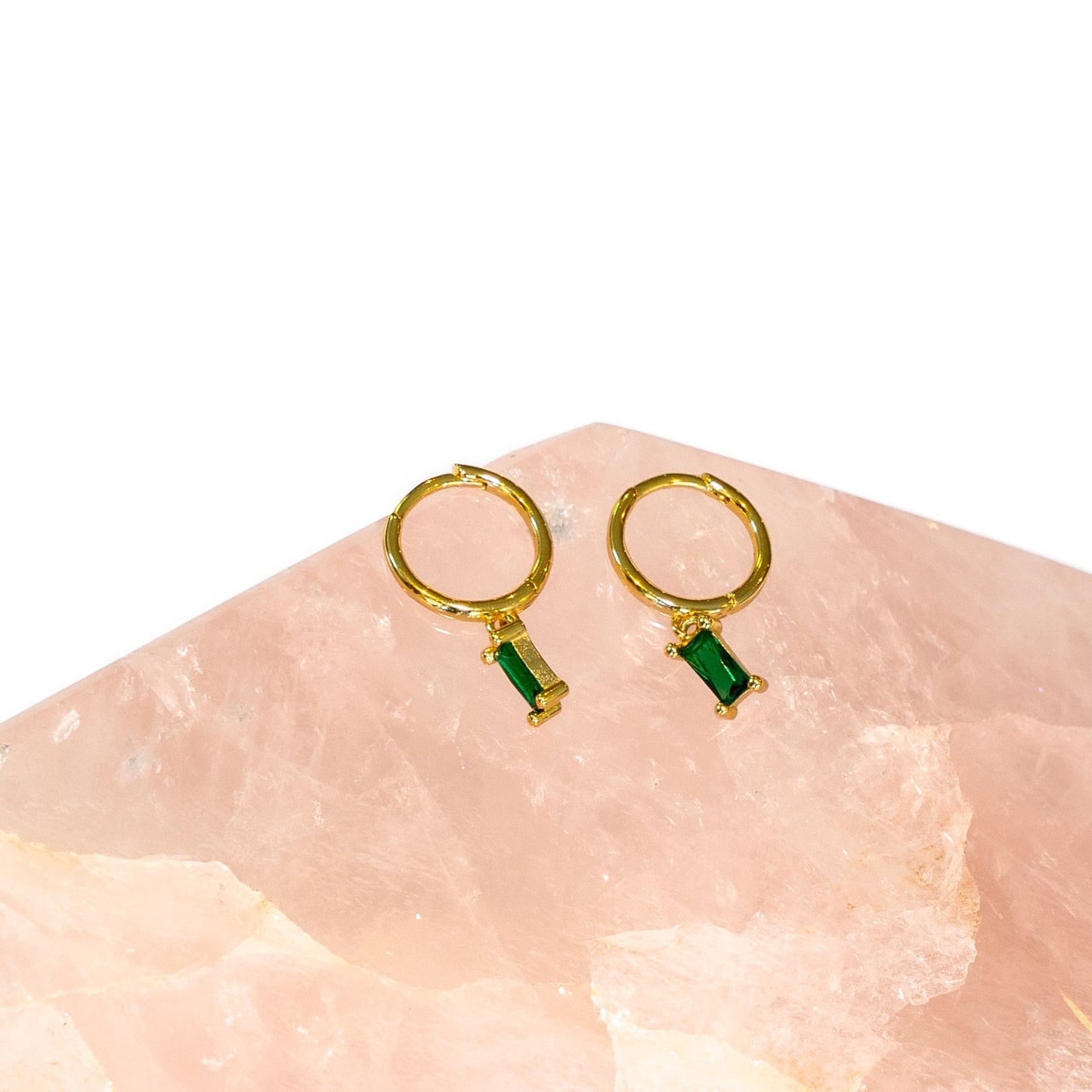 Gold Green Ocean Earrings